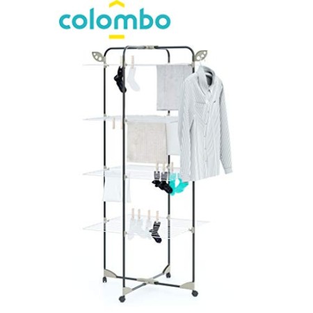 Colombo 40m Stendibiancheria a Torre, Griglie in Acciaio Verniciato, Nero
