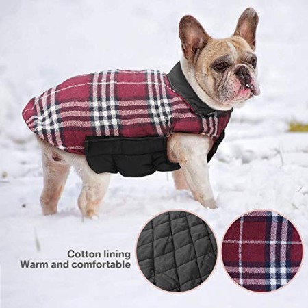 IREENUO Cappotto Scozzese Reversibile per Cani Autunno Inverno Caldo e Accogliente Gilet Imbottito da Cane Stile Inglese per Can