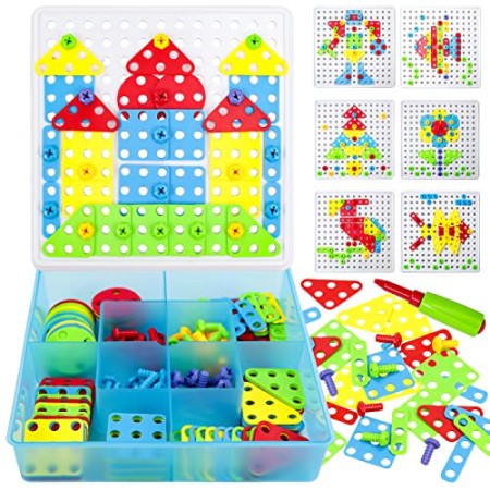 Puzzle Bambini Costruzioni Giocattoli 180 Pezzi con Cacciavite Giochi Creativi Educativi Montessori Infanzia Regalo per Bambini 