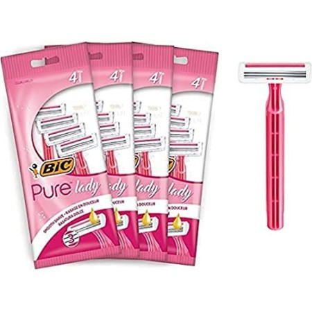 BIC RAZORS Pure Lady Pink Rasoi da Donna Monouso, Confezione da 4 Pacchi a 4 Pezzi