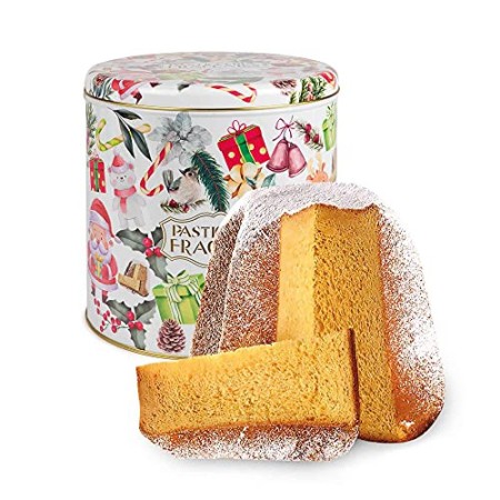 Pandoro artigianale di Fraccaro Spumadoro, dolce natalizio Made in Italy, confezione in Latta - 1000 gr.