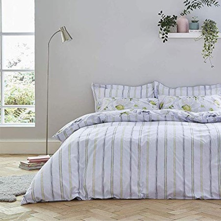 Bianca Arctic Poppy - Set copripiumino per letto king size, colore: Bianco/Verde
