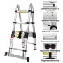 Meditool 5M Scala Telescopica Scala alluminio pieghevole(2.5M+2.5M),Scala Scaletta Allungabile Scala multiuso 16 gradini,Capacit