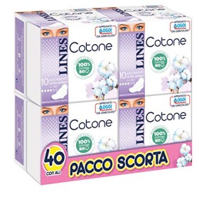 Lines Cotone BIO Assorbenti Ultra Giorno con Ali, PACCO SCORTA, Confezione da 40 Pezzi