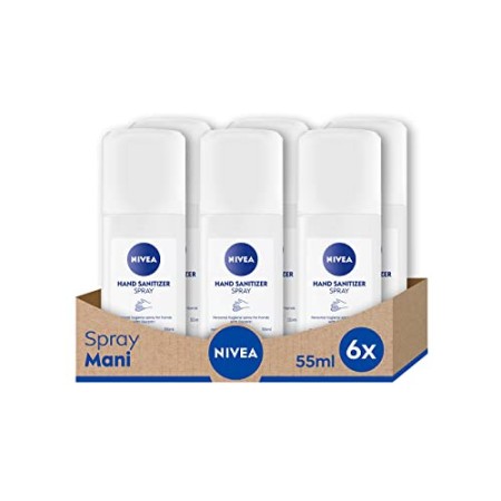 NIVEA Spray Igienizzante Mani, in confezione da 6 x 55ml, Formato Tascabile