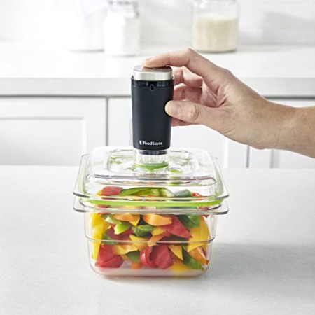 FoodSaver Set di 2 Contenitori Salva Freschezza Sottovuoto, 1 da 700 ml e 1 da 1.2 Litri, BPA Free, Indicatore del Vuoto, Traspa