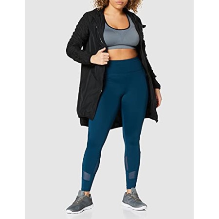 Marchio Amazon - AURIQUE Leggings Sportivi con Inserto in Mesh Donna, Blu (Gibraltar Sea), 44, Label:M