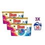 Dixan Discs Multicolor Detersivo Lavatrice Predosato in Capsule per Capi Colorati 4 in 1, 3 x 36 Lavaggi