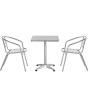 Outsunny Set Tavolino e Sedie da Giardino da 3 Pezzi, Arredamento da Giardino in Alluminio e Acciaio Inox, Argento