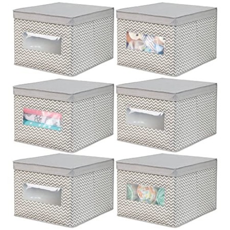 mDesign Set da 6 Scatole per armadi in stoffa – Portaoggetti universale – Scatolone ottimo per il cambio stagione – Con co