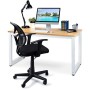 BAKAJI Scrivania Tavolo da Lavoro Porta Pc Computer Piano in Legno MDF con Struttura in Metallo Arredamento Casa Ufficio Cameret