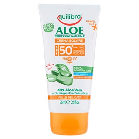 Equilibra Aloe Crema Solare Spf 50+, Travel Size 75 ml