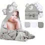 Momcozy Set Asciugamano per Bambini 8 pz, Set Asciugamano Neonato con Cappuccio, 2pz Accappatoio Neonato 76x76cm e 6pz Quadrati 