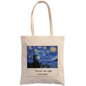 Hole Gadget S.r.l Shopping Tote Bag Aesthetic Van Gogh 100% Cotone Naturale Ecosostenibile 38x42 cm Shopper dai Mille Usi Borsa 