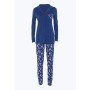 LOVABLE Cotton Interlock Set di Pigiama, Blu, L Donna