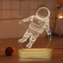Lampada Astronauta 3D con Base in Legno