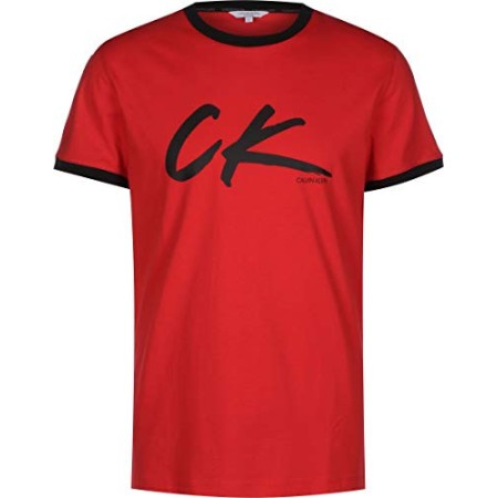 Calvin Klein Relaxed Retro Crew Tee Top Pigiama, Rosso (High Risk XBG), Small Uomo