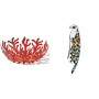 Alessi Mediterraneo ESI01/29 Fruttiera di Design in Acciaio Colorato Rosso & AAM32 1 Proust Parrot Cavatappi per Vino di Design,