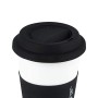 Bialetti To Go Mug da Ufficio (con Doppia Parete), Tazza in Porcellana con Coperchio e Banda in Silicone, capacità 300 ml, Blac