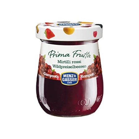 Menz&Gasser Composta di Mirtilli Rossi Prima Frutta, Prima Frutta, 1 Vaso x 300 g