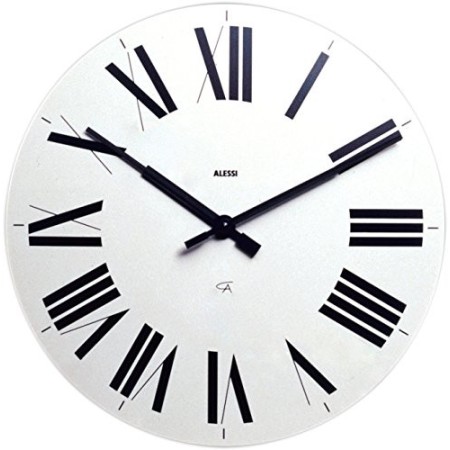 Alessi 12W Firenze Orologio da Parete in ABS, Movimento al Quarzo, Bianco, bianco/nero
