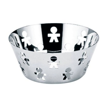 Alessi Girotondo AKK04 Cestino di Design con Decoro Traforato, Acciaio Inox 18/10, Lucido