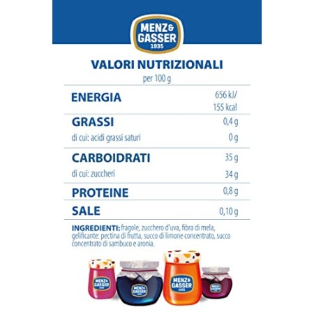 MENZ&GASSER Composta 100Dafrutta Fragola, 100% Frutta, 1 Vaso X 240G - 240 gr