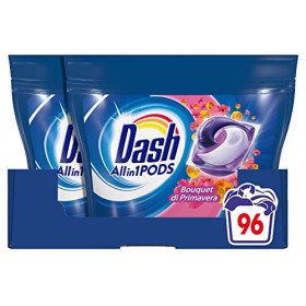 Dash Pods Allin1 Detersivo Lavatrice in Capsule Bouquet Primaverile, Maxi Formato da 48 x 2 Pezzi, 96 Lavaggi