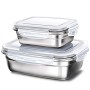 GA Homefavor Scatole Bento-Box Contenitore per Insalata di Frutta y Sandwiches in Acciaio Inox (Bianco, Set di 2)