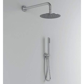 Kit Doccia Tondo 1 Completo Soffione Braccio Presa Acqua Doccetta Laccio Pvc Bagno