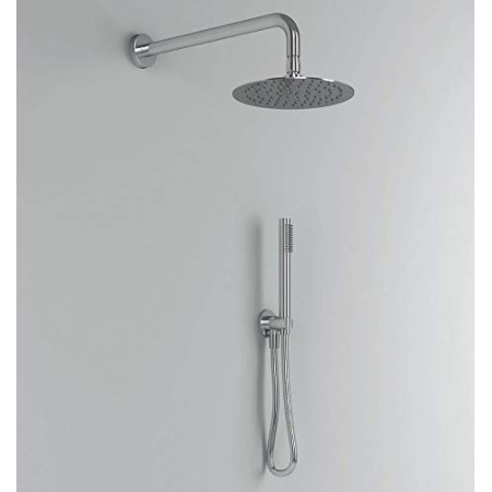 Kit Doccia Tondo 1 Completo Soffione Braccio Presa Acqua Doccetta Laccio Pvc Bagno