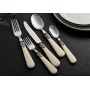 Exzact Set Posate Avorio per Panna 24 pz, Acciaio Inossidabile con Manico Dettagliato, Tradizionale, Elegante, Stile Vintage/Ant