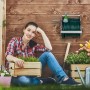 Relaxdays Avvolgitubo da Giardino, Senza Tubo, Acciaio Inox & Metallo, da Terra & a Muro, HLP 30,5x45x36,5 cm, Argento