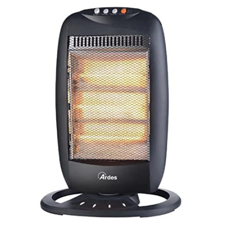 Ardes AR454B Stufa Alogena Halo 16 Oscillante con 4 Elementi Riscaldanti, 4 Potenze e Comando Manuale, Nera, 400 W, Nero