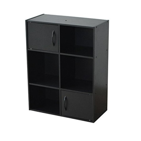 Alsapan 11 478159 - Mobiletto portaoggetti Compo a 6 vani e 2 sportelli, 61,5 x 29,5 x 80 cm, Nero