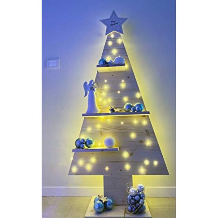 Mami Albero di Natale in Legno con Mensole e Stella in Alto 130x60cm