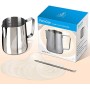FlamGen Bricco per Latte in Acciaio Inox, Brocca in Schiuma di Latte Cappuccino 900ml (32 oz) con Bilance di Misurazione di Due 