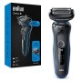 Braun Series 5 50-B1000s Rasoio Elettrico Barba, Wet&Dry, Ricaricabile, Rasoio A Lamina Senza Fili, Blu, Idea Regalo Festa del P