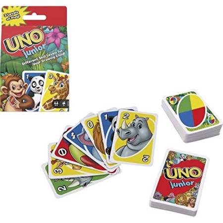 UNO Junior, Gioco di Carte con 45 Carte, Giocattolo per Bambini 3+Anni, GKF04