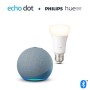 Echo Dot (4ª generazione), Ceruleo + Philips Hue White Lampadina Connessa (E27), compatibile con Alexa