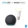 Echo Dot (4ª generazione), Antracite + Philips Hue White Lampadina Connessa (E27), compatibile con Alexa