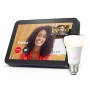 Echo Show 8, Tessuto antracite + Philips Hue White Lampadina Connessa (E27), compatibile con Alexa