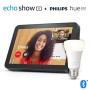 Echo Show 8, Tessuto antracite + Philips Hue White Lampadina Connessa (E27), compatibile con Alexa