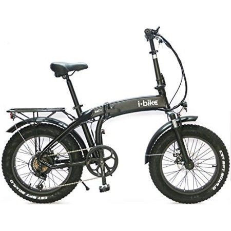 i-Bike Fold Pro ITA99, Bicicletta elettrica ripiegabile con ruote fat Unisex adulto, Nero, 44 cm