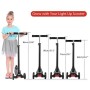 Hikole Monopattino per bambini con 3 ruote, altezza regolabile, per bambini e bambine, 3 – 12, luce LED lampeggiante, ruote in