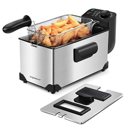 Aigostar Friggitrice 2200Watts, Capacità 3 Litri con Finestra, Controllo di Temperatura, Ciotola d'Olio Removibile