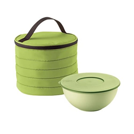Guzzini Borsa Termica Tonda On The Go, Verde Mela, Borsa Ø19 x 15 cm, Contenitore Ø16 x h6 cm, 900 cc