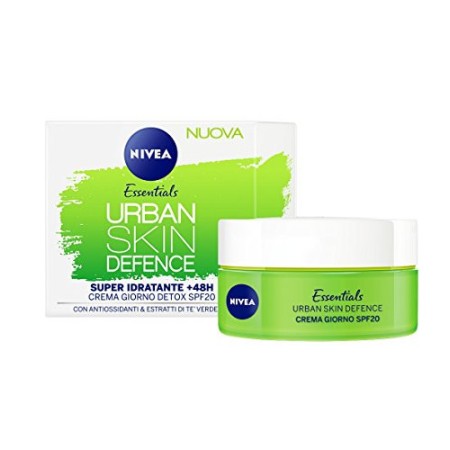 Nivea Essentials Urban Skin Defence Super Idratante +48H, Crema Giorno Viso Detox SPF 20, 50 ml