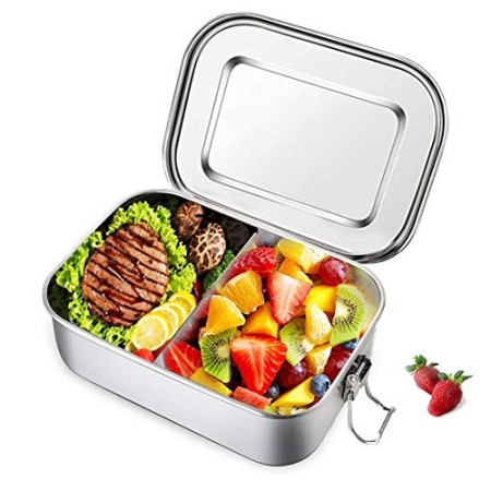 Lacyie Lunch Box, Bento Box in Acciaio Inox Ermetico 800ML Scatola da Pranzo con Parete Rimovibile Portapranzo per Scuola, Uffic