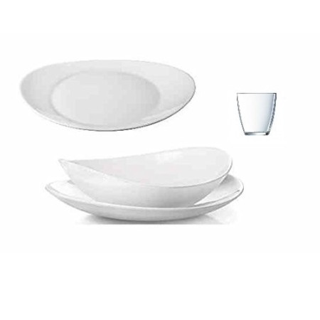 Bormioli Servizio Piatti Prometeo 36 Pezzi per 12 Persone+ 12 Bicchieri (Luminarc Concept) Omaggio